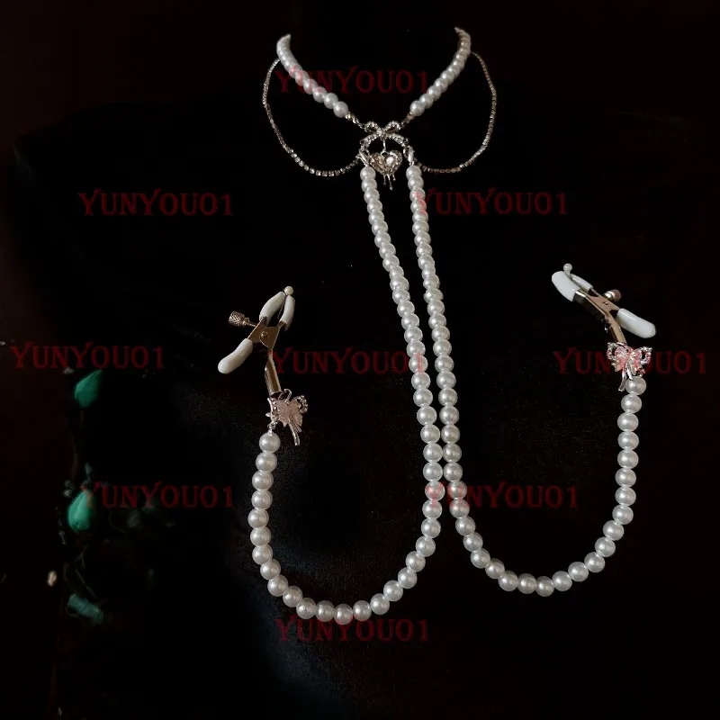 Sexy One Piece Chain Collar Grape Clip Breast Chain K9 Rhinestone Removable Body Chain Milk Clip