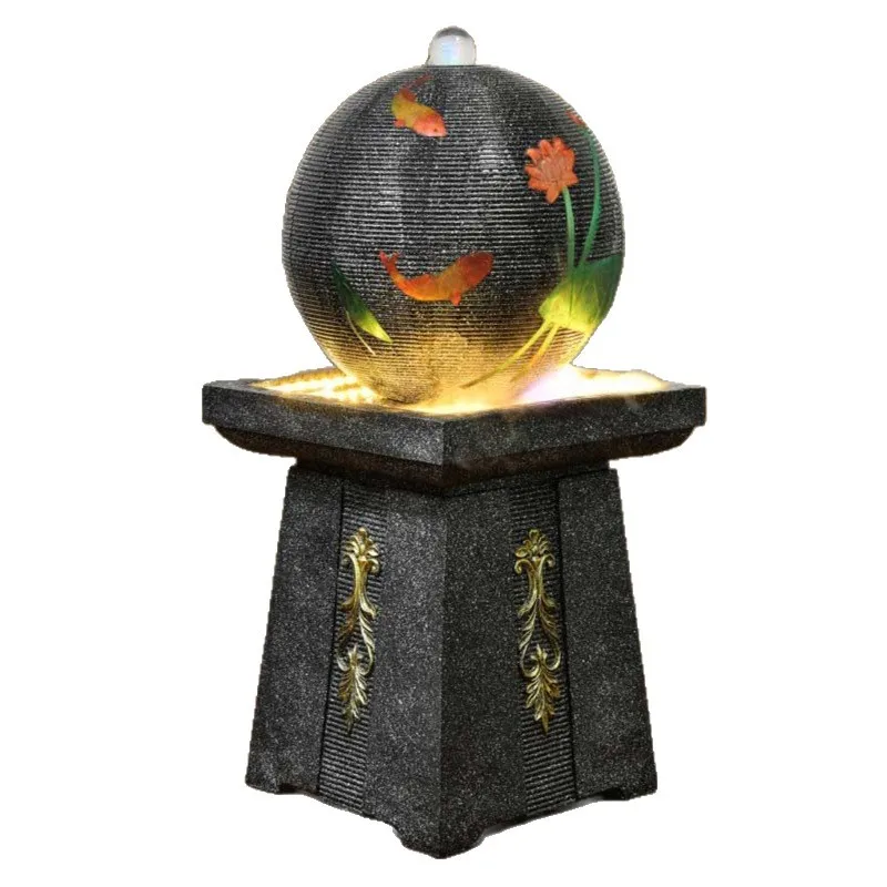 European-style lucky water fountain, office feng shui ball ornament, living room humidifier housewarming gift