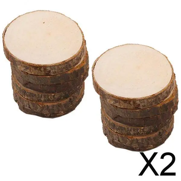 

2X 10 шт. Круглые DIY ремесла роспись деревянные кусочки необработанные диски без надписей