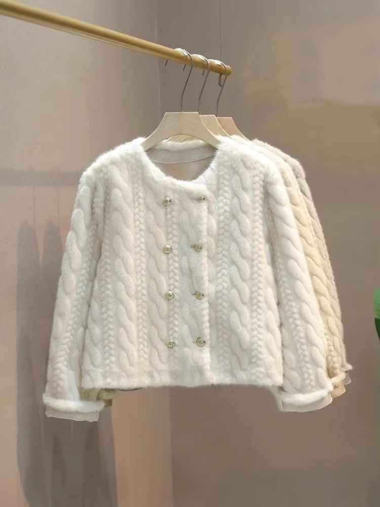 Winter Kleidung Nachahmung Nerz Pelz Jacken Mode Temperament Top Weibliche Oansatz Thicked Zweireiher Warme Mantel Ropa Mujer