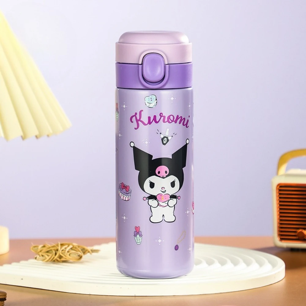 MINISO Hello Kitty Butelki ze Stali Nierdzewnej dla Dzieci, Bidony na Wodę, Kubki na Mleko i Kawę z Wzorami z Kreskówek, Idealny Prezent Świąteczny dla Dziewczynek