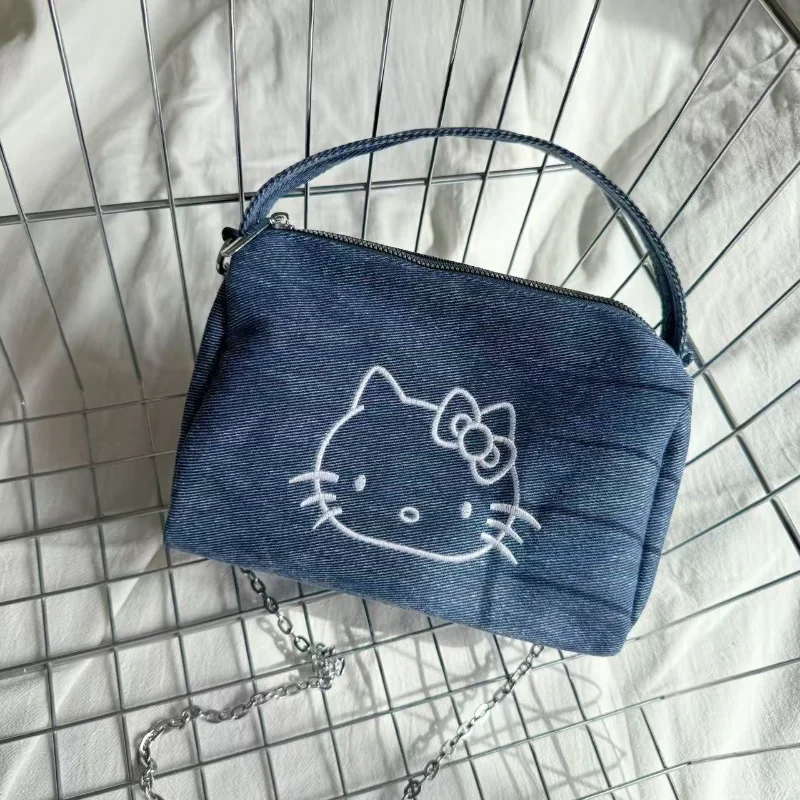 

Hello Kitty Anime Kawaii Sanrio Ins Fashion Embroidery Hand Bag Cute Kt Cat Portable Chain Crossbody Bag Gifts for Girls
