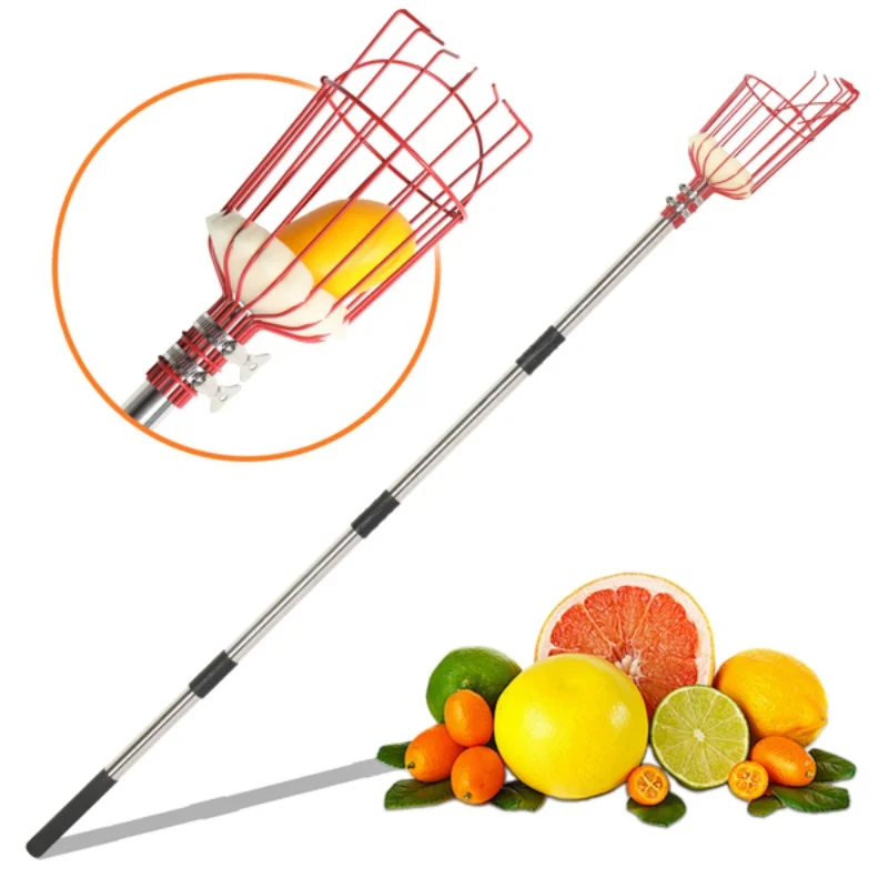 

Garden Farm Stainless Steel Telescopic Rod Fruit Picker for Suitable for High Altitude Picking Fruit Catcher Detachable Handle