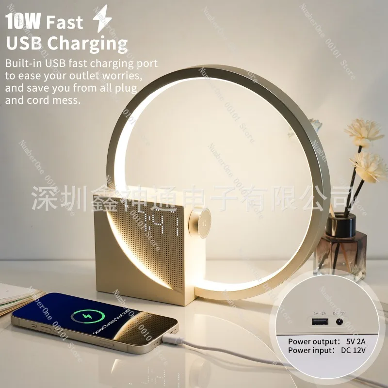 AJ300D Multifunctional Upgraded Desk Lamp Alarm Clock White Noise 5V2A USB Charging Touch Night Light Wake-Up Light