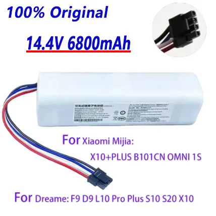 

100% новый 14,4 В 6800 мАч X10 + PLUS B101CN OMNI 1S для Xiaomi Mijia и Dreame F9 D9 L10 Pro Plus S10 S20 X10 Робот для подметания и мытья полов