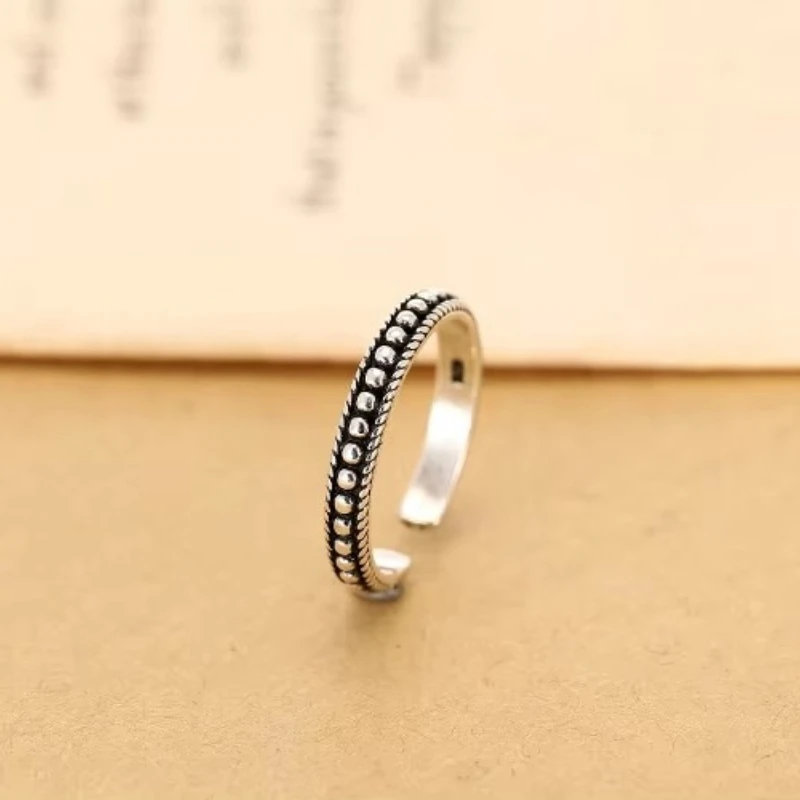 Retro Style 925 Sterling Silver G Open Rings For Women Vintage Jewelry Accessories