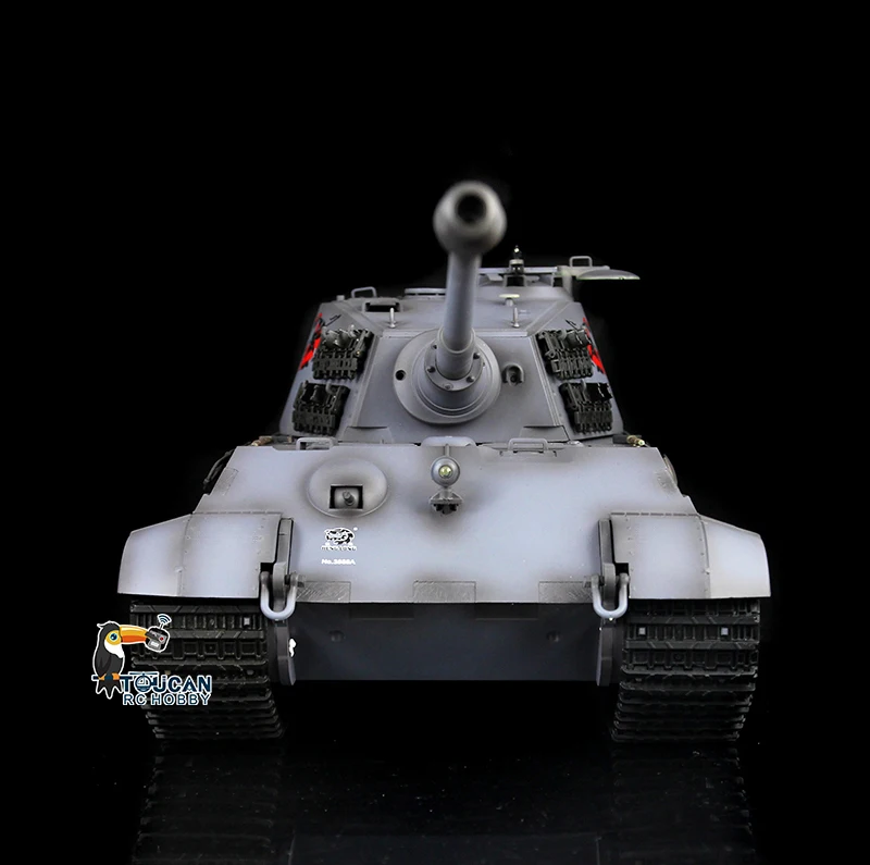 2.4G Henglong 1/16 Gray 7.0 Plastic  King Tiger RC Tank Model 3888A Infrared Battle Army Model Toys TH17531-SMT7