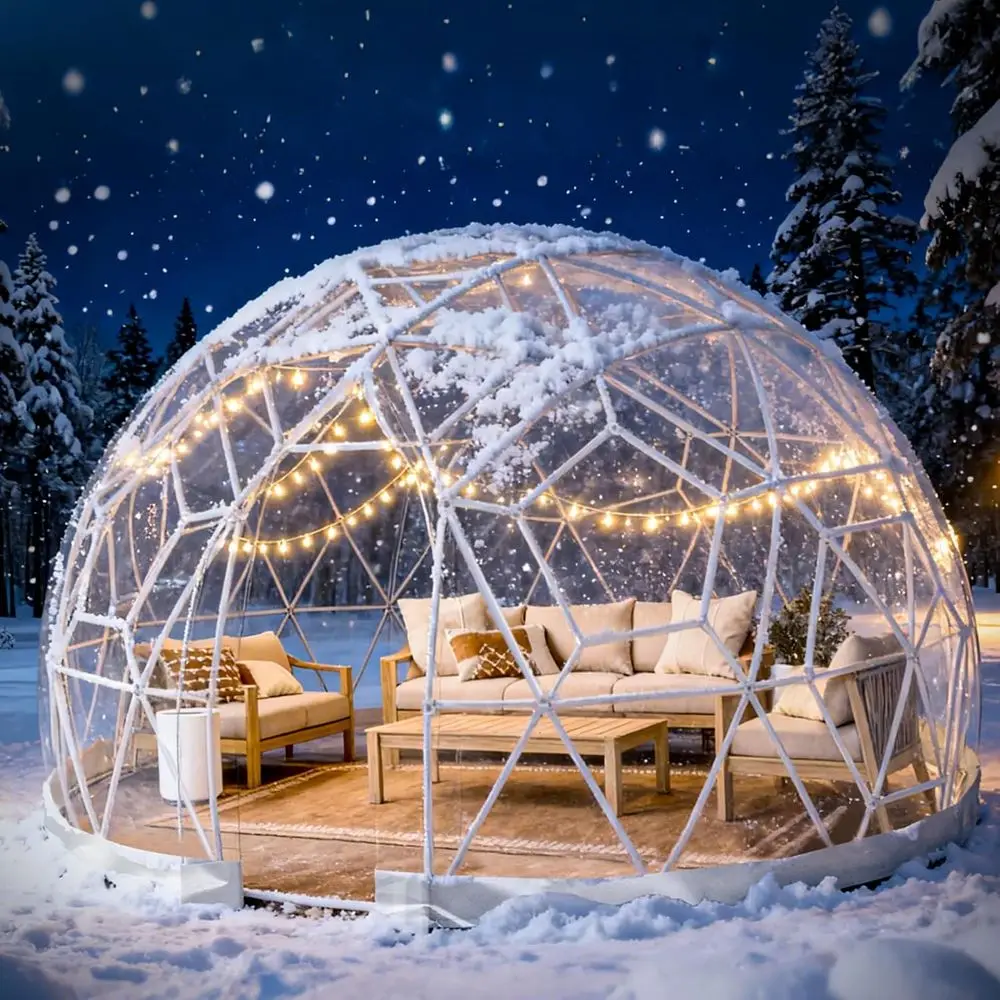 

All-Weather Geodesic Clear Bubble Tent, 9.6-15ft, 2-8 Person, PVC Dome for Outdoor, Camping, Party