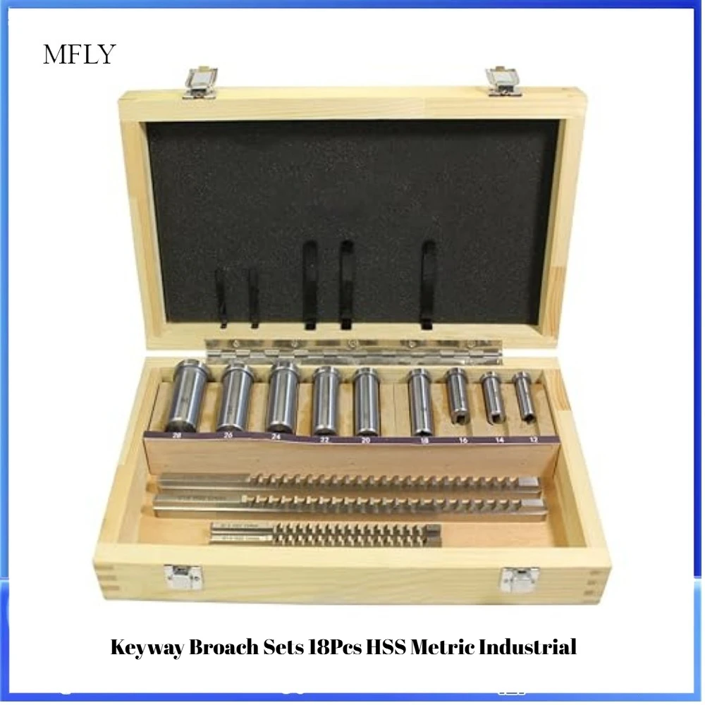 

Keyway Broach Sets 18Pcs HSS Metric Industrial Tools for Lathe, B-4mm, B-5mm, C-6mm, C-8mm Keyway Size