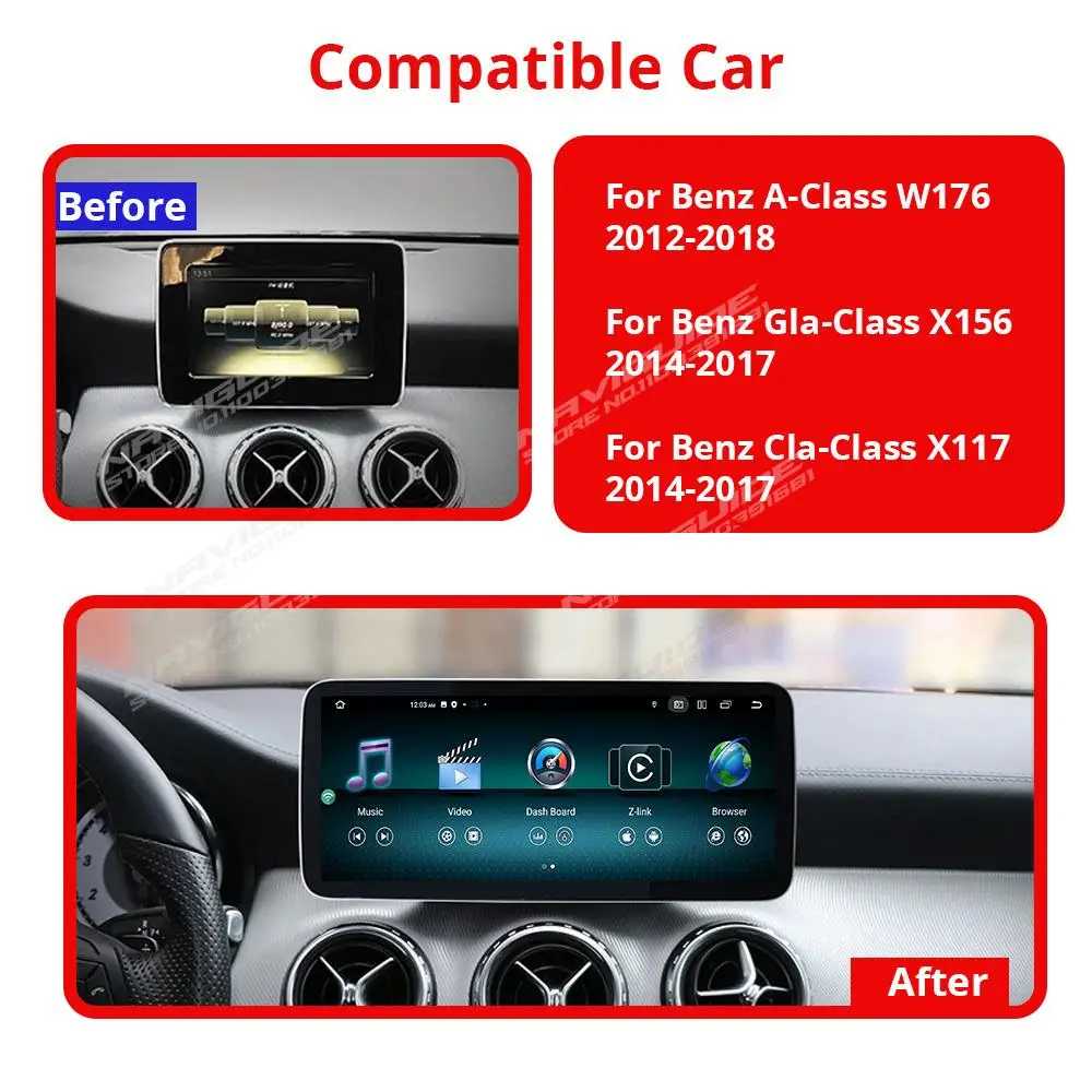 NAVIGUIDE 12.3\'\' Android 12 Wireless Carplay Car Radio For Mercedes A Class W176 GLA X156 CLA C117 2013-2018 Multimedia Player