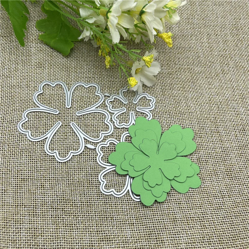 3-piece Flower Metal cutting dies  mold Round hole label tag Scrapbook paper craft knife mould blade punch stencils dies