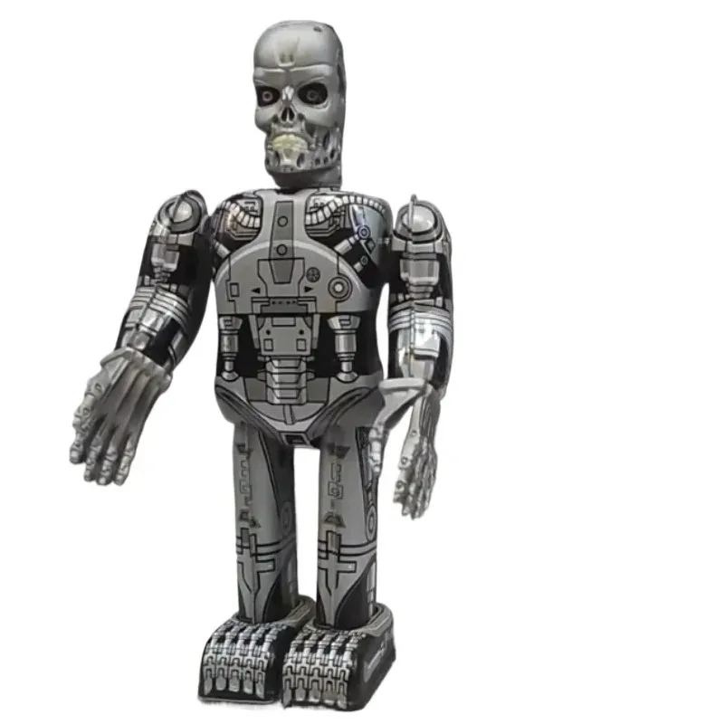Room Decoration Clockwork Toy Skeleton Robot Classic Metal Tin Walking Robot Clockwork Toy Desktop Ornament Children's Gift