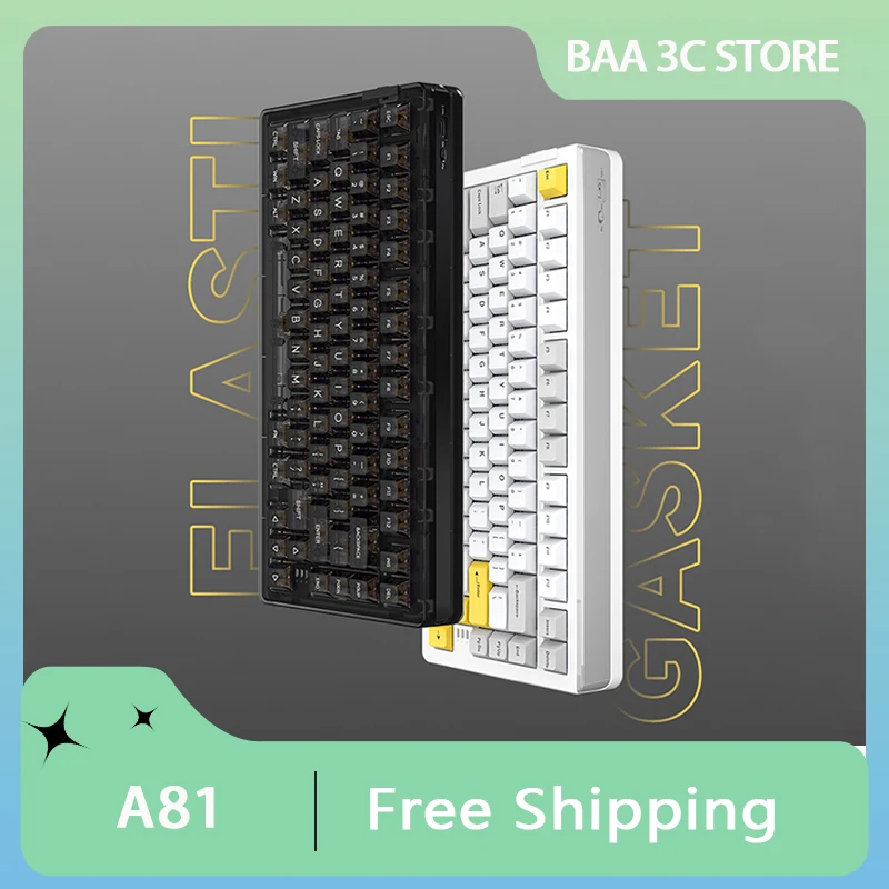 Dareu A81 Mechanical Keyboard Three Mode 75% Layout RGB Backlight Gasket Pbt Keycaps 81 Keys for Windows Gaming Keyboard