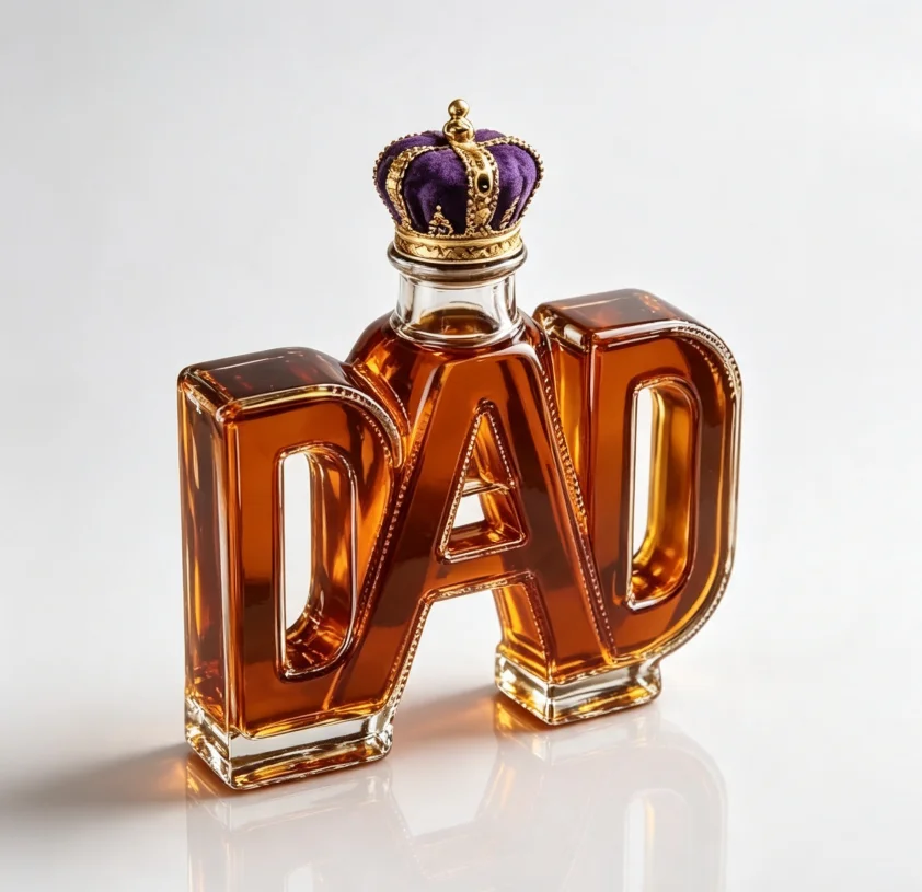 DAD Letter High Borosilicate Glass Decanter Crown Stopper Liquor Bottle For Whiskey Bourbon Brandy Wine Bar Father Gift