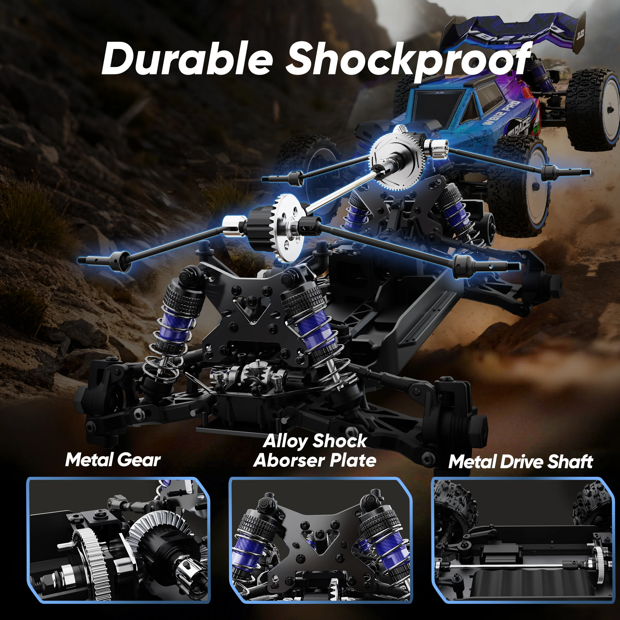 JIUSI WB 12 Pro 1/12 bürstenlose RC-Autos für Erwachsene, schnell, 50 Meilen pro Stunde, Offroad-All-Terrain-Buggy, RTR, 4 x 4, elektrische RC-Autos, 25 W, Schnellladung