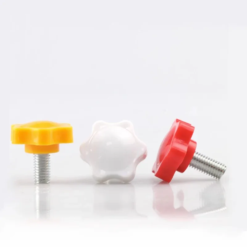 

Plum Blossom Six Star Plastic Handle Screw Adhesive Head Red Yellow White M4 M5 M6
