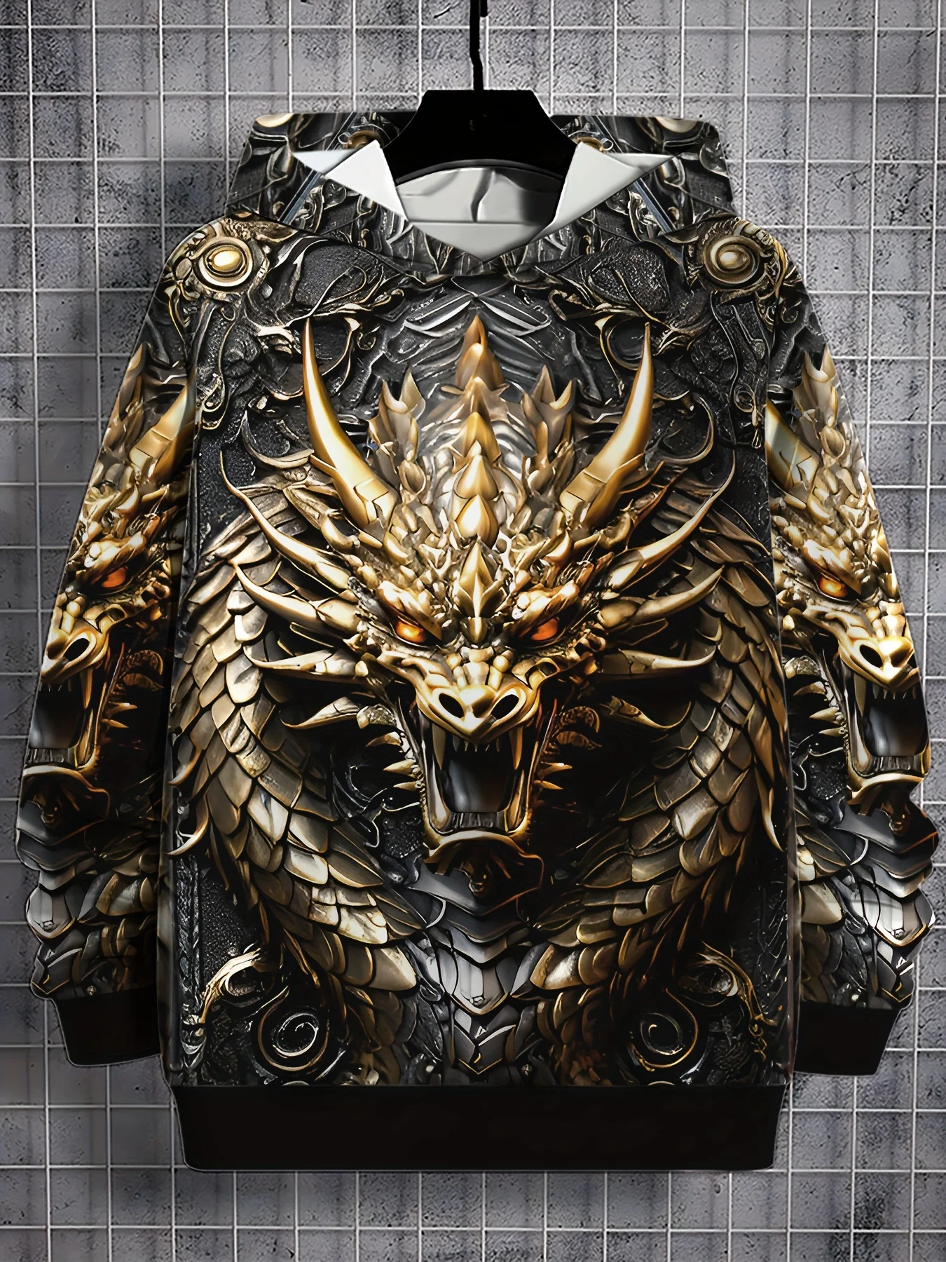Modne męskie bluzy z kapturem z nadrukiem 3D Dragon Blaze Bluza ze sznurkiem Odzież sportowa Topy z długim rękawem Casualowa odzież męska