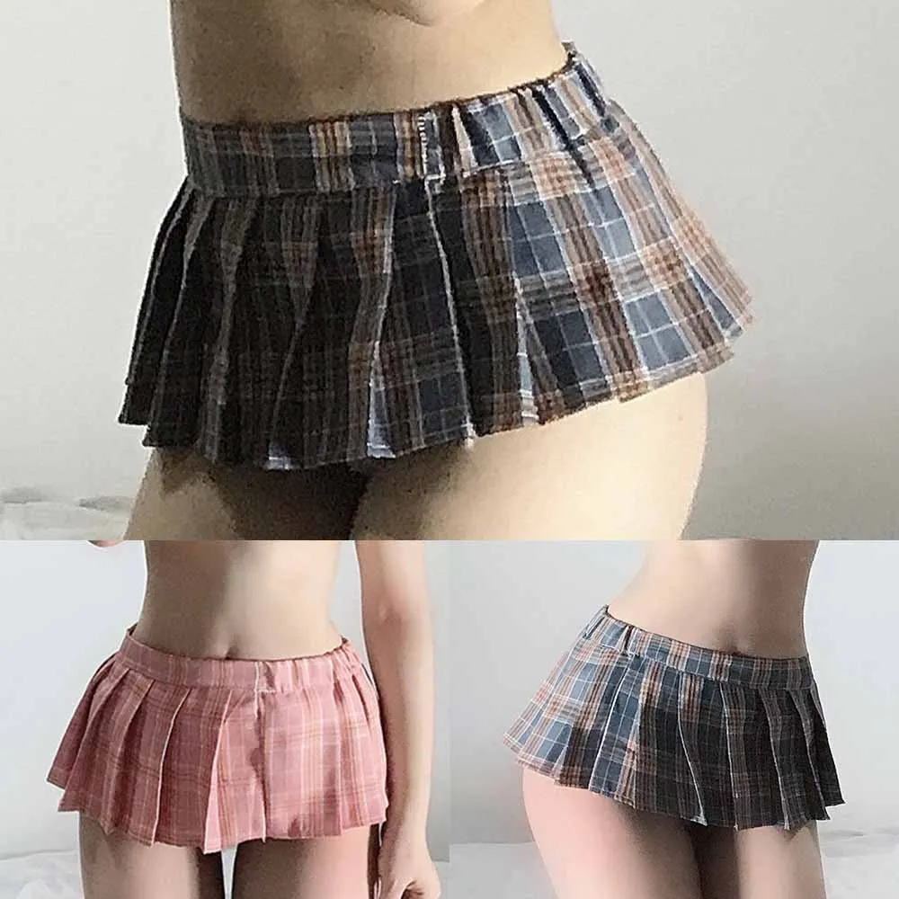 Erotic Women’s English Plaid Sailor Pleated Mini Pleat Skirt Schoolgirl Short Dress Role Play Clubwear Female Ultra Short Skirt