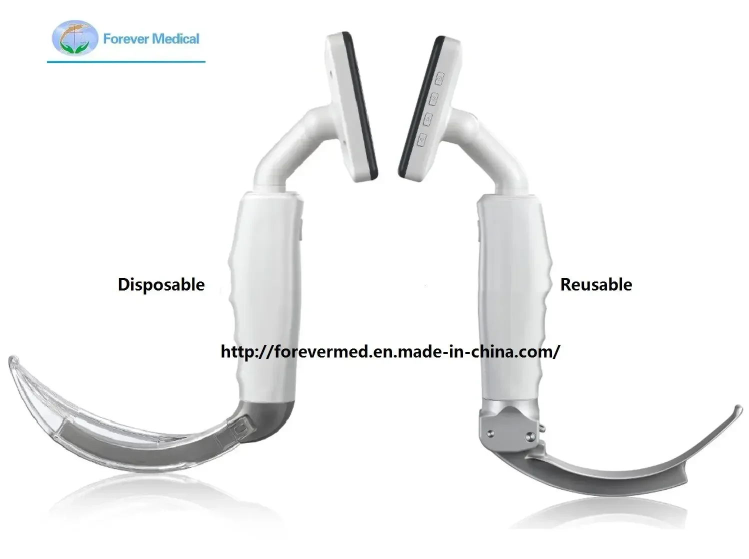 portable video laryngoscope disposable  high- definition  set reused  with 3 blades