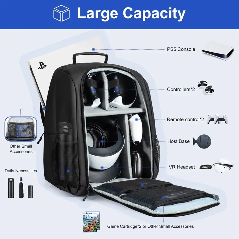 Portable Travel Backpack For Sony PS5 Host For PS VR2 Glass Storage Bag Game Console Handbag Handle Accessories Protection Bag