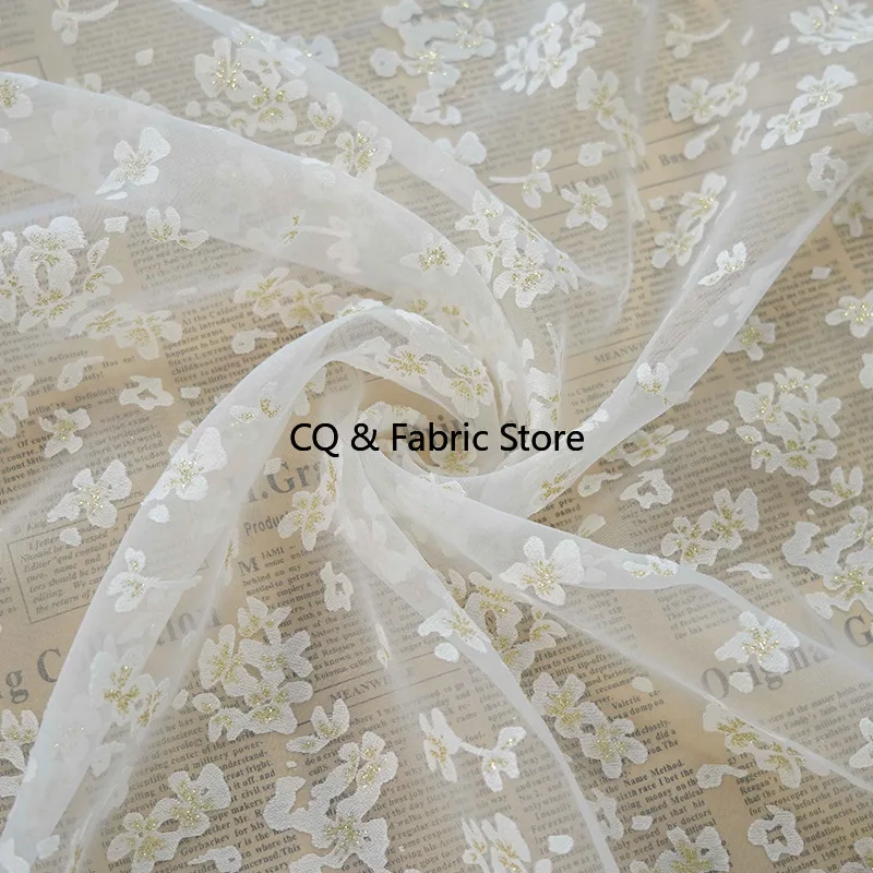 Golden Silk Gentle Dress Elegant Organza For Women's Shirt Fashion Slightly Penetrating Decorative Fabric Tulle Fabric
