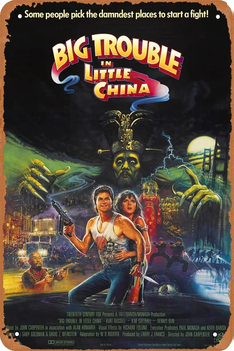 Big Trouble in Little China Movie Poster Retro Tin Metal Sign Wall Decor 12x8 Inch