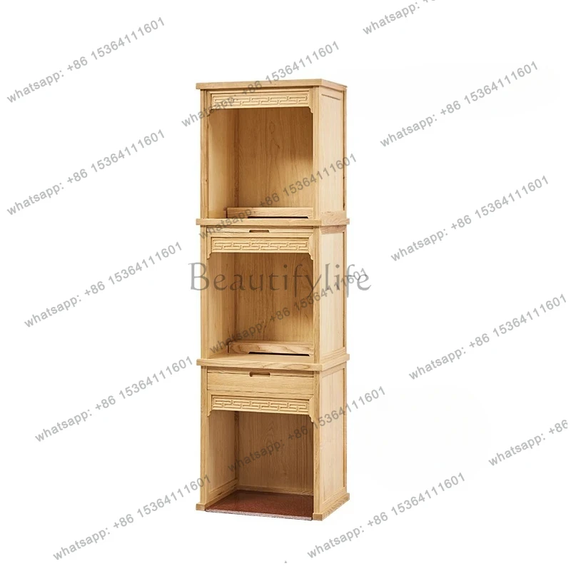 solid wood three-layer Buddhist shrine, ash wood shrine offering Buddhist shrine, land, Guanyin offering shrine Buddhist cabinet