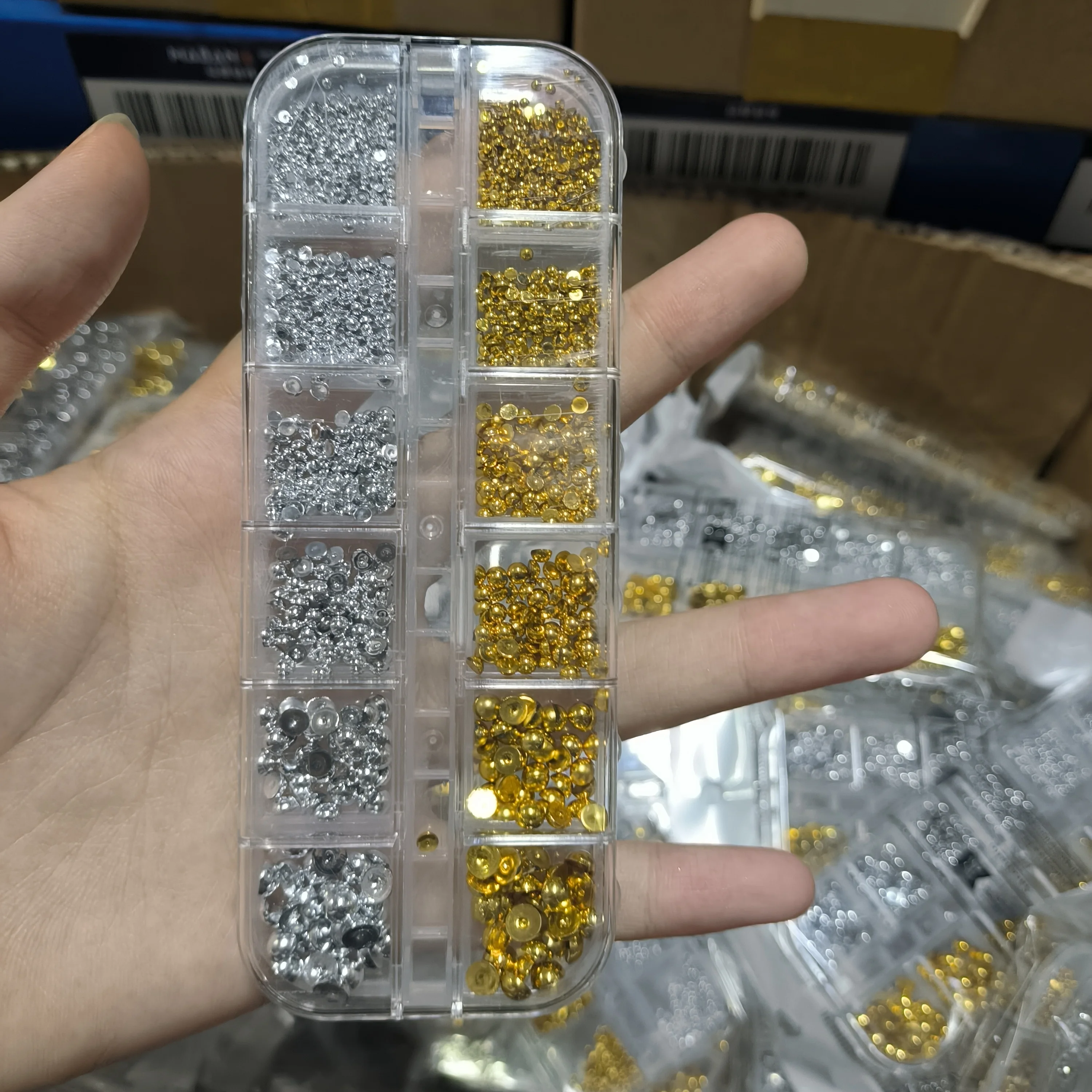 12 شبكة ثلاثية الأبعاد اللؤلؤ الفضي مسمار السحر مختلط الأحجام فلاتباك الكافيار الخرز مسمار الفن الديكور لتقوم بها بنفسك هالوين وعيد الميلاد مانيكير جزء #5