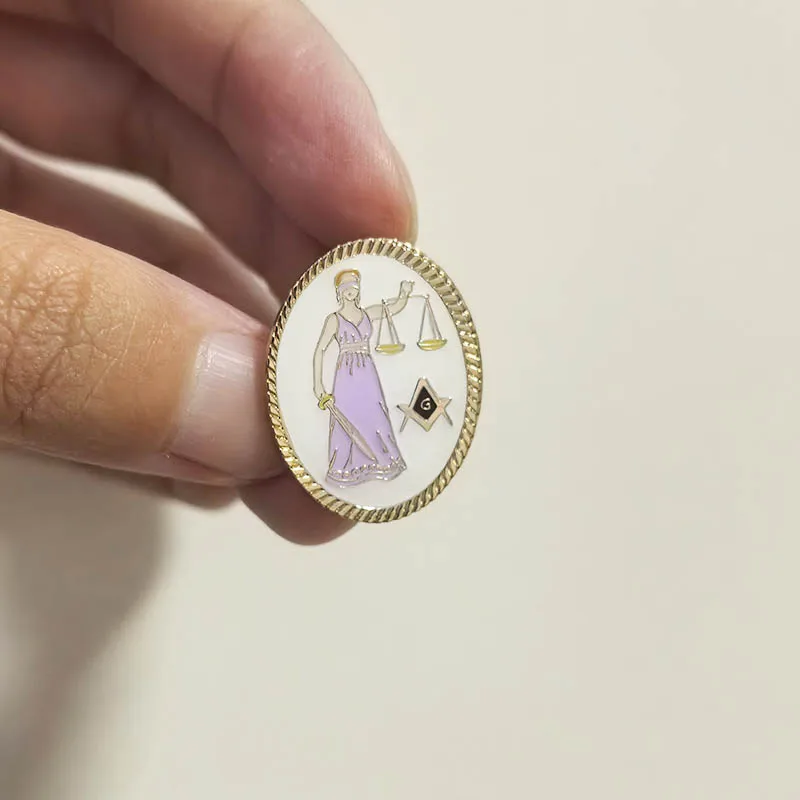 شارة طية صدر السترة من Law Truth Goddnes Justice Sword & Scales دبابيس دبابيس ماسونية