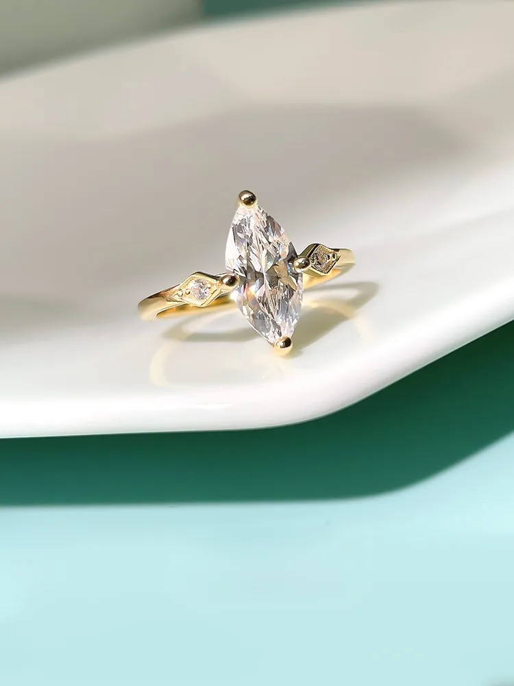 S925 خاتم عين حصان من الفضة الإسترليني ، مجوهرات عصرية ، ألماس عالي الكربون ، إنستغرام ، أوروبا وأمريكا ، 6 × 12 ، 50 سنت