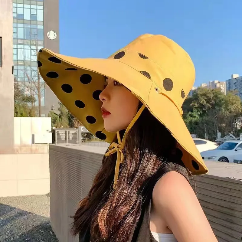 Cap circumference56-58cm Double Big Canopy Cover Face New Shade Sunscreen Cap Tourism Summer Ms Han Edition Fisherman Joker Hat