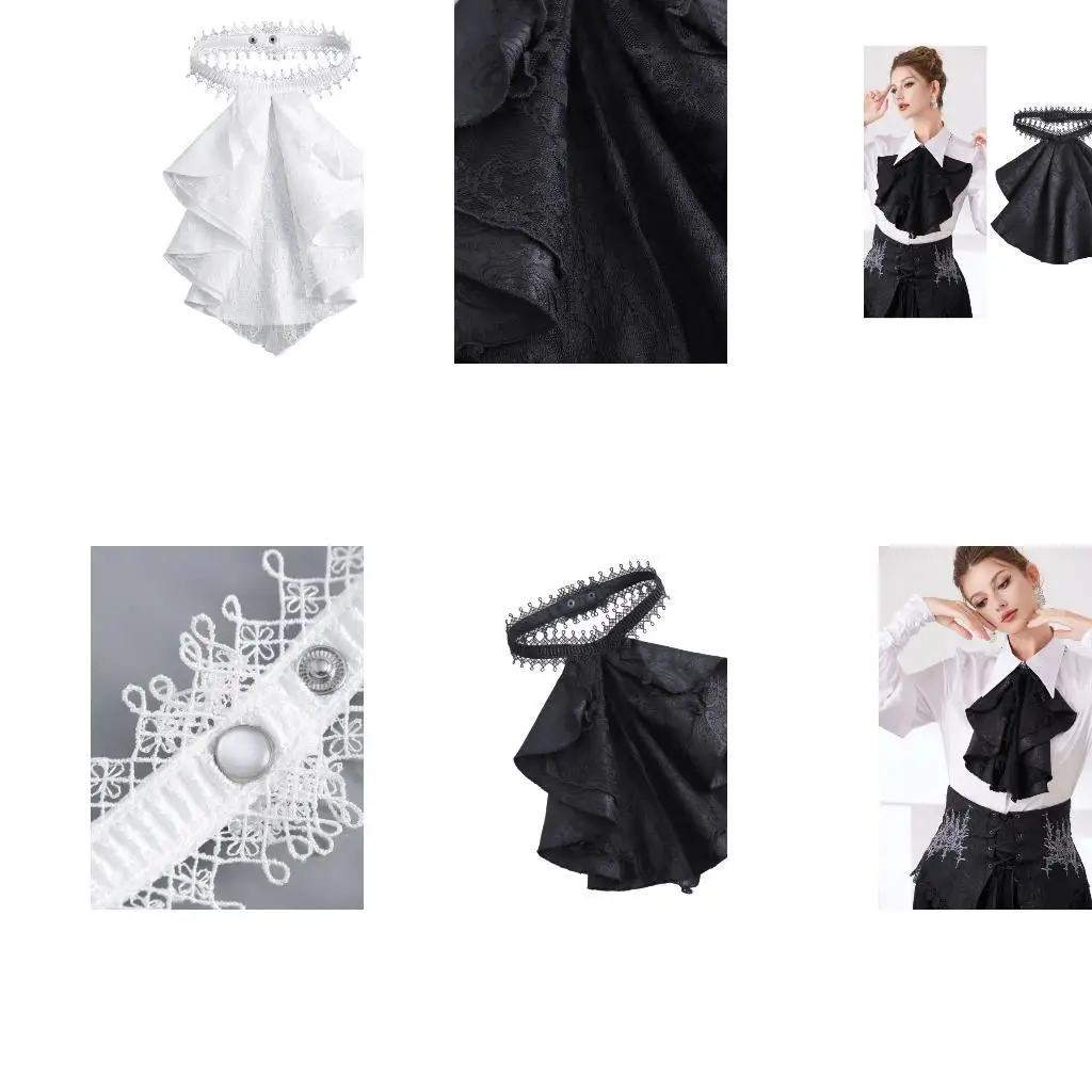 

39BD Victorian Decorative Collar Lace Drape Jabot with Multilayer for Evening Party and Event Gathering Costume Decoration
