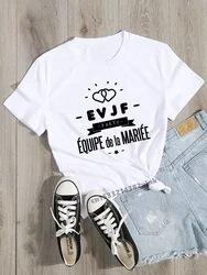 Evjf Party Team Bride Bachelorette Wedding Party Women Evjf Tee Shirt Casual ladies basic O-collar Pink Short Sleeved T-shirt