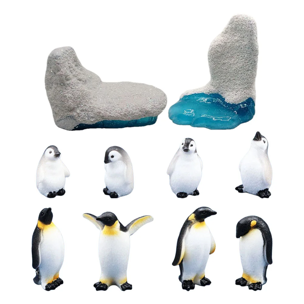 Penguin Sculpture Small Stuffed Animals Iceberg Landscaping Children’s Toys Models Simulation Crafts