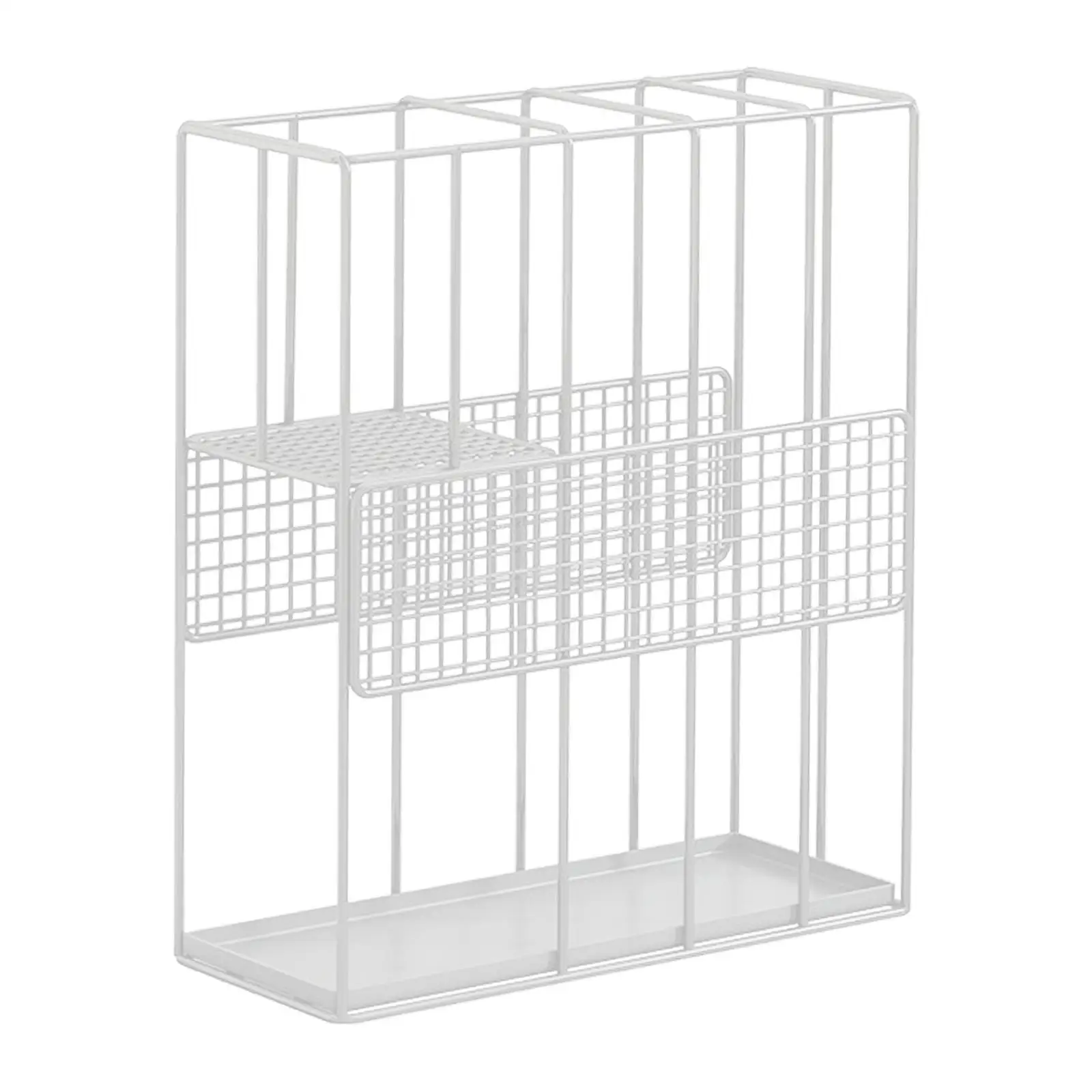 Indoor Outdoor Iron Umbrella Holder Rack Detachable Drip Tray Space Saving Storage Organizer Stand for Entryway Hall Lobby