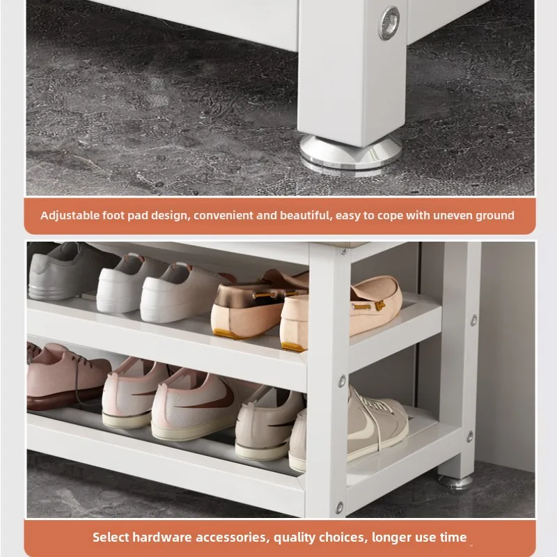 Shoe changing stool, seated shoe cabinet, home entrance door, long bench, clothing store, light luxury, high-end feel, sand Hair image 4