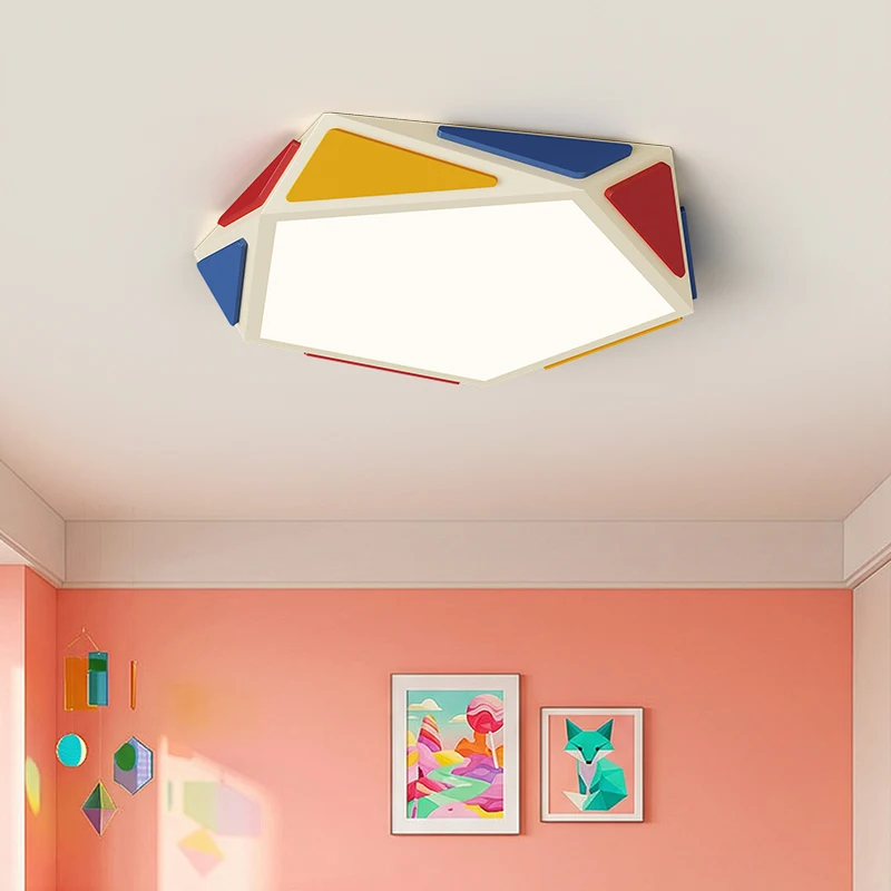 Creative Art Bedroom Ceiling Light Color Simple Geometric Diamond Shaped Children's Room Light Modern Indoor Lighting Fixtures