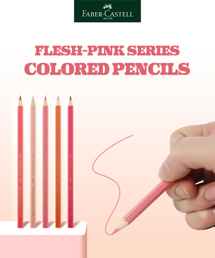 Faber Castell 5 Stück farbige Buntstifte mit 4 mm Kern, wasserlöslicher und öliger Bleistift zum Zeichnen von Künstlern, Skizzieren, Porträt, Kunstbedarf – Detail 1