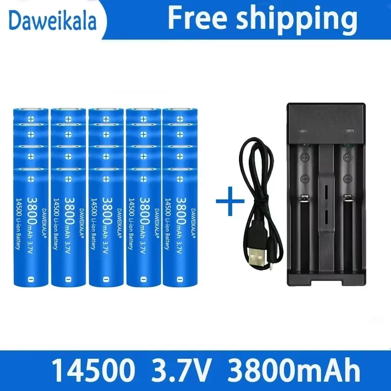 14500 battery 3.7V large capacity 3800mah lithium ion battery, used for electric toothbrush, razor, barber rechargeable battery