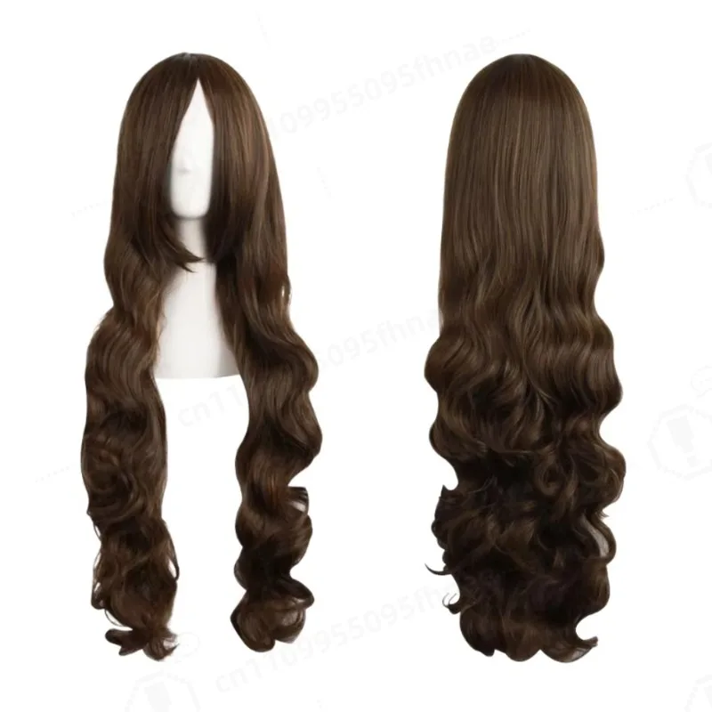80cm Long Curly Brown Cosplay Wig Natural Looking Comfortable Synthetic Lace Wig for Daily Wear Weekend Trip & Lolita Dress-up