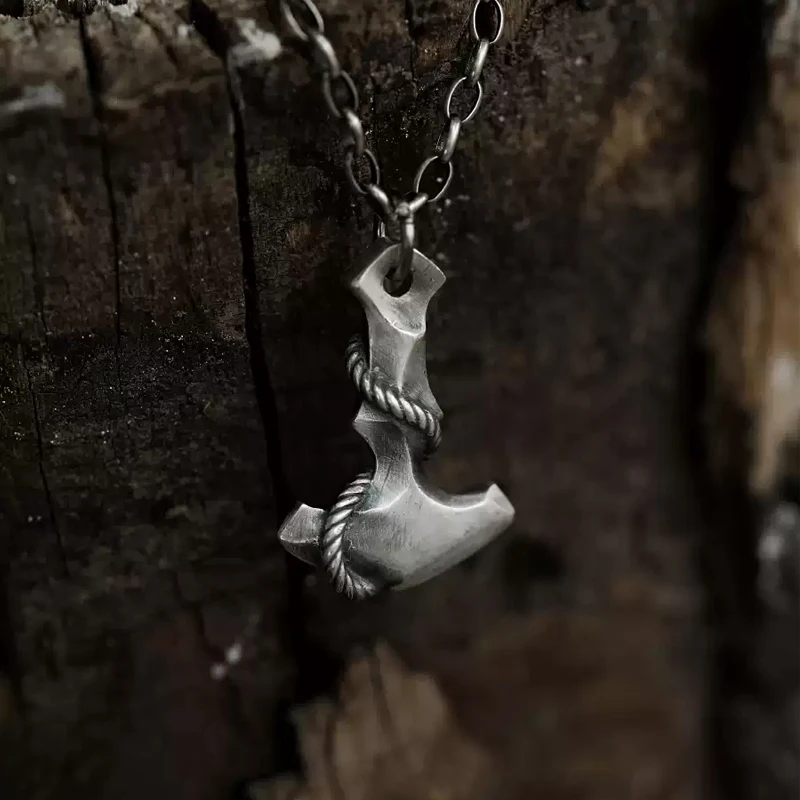 Original handmade Anchor Men's necklace made of pure 999 silver, featuring a high-end designer pendant exuding a touch of luxury