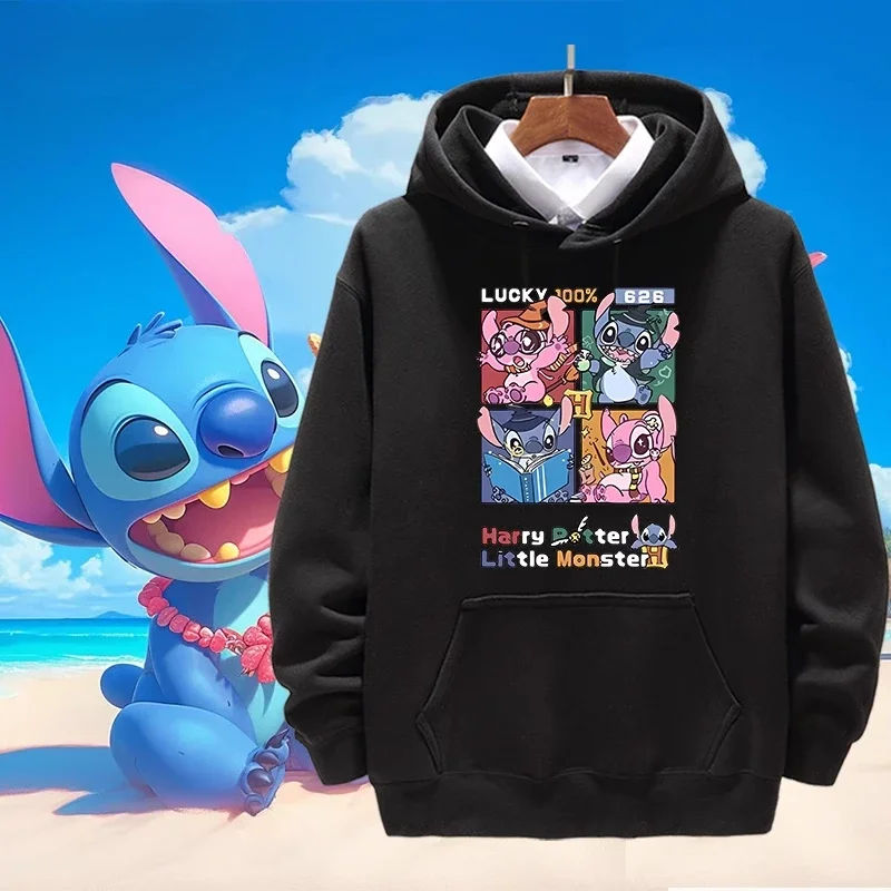 

Cartoon Stitch Hooded Sweatshirt Disney Fashion Unisex Couple Clothing Anime Autumn and Winter Loose Clothes