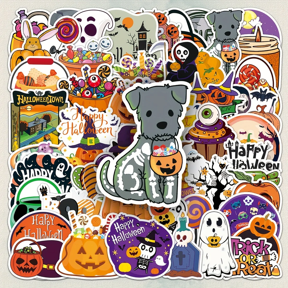 50pcs Halloween Cartoon Graffiti Stickers Decals Suitcase Laptop Computer Water Cup Guitar Decoration DIY Kids Classics Toy
