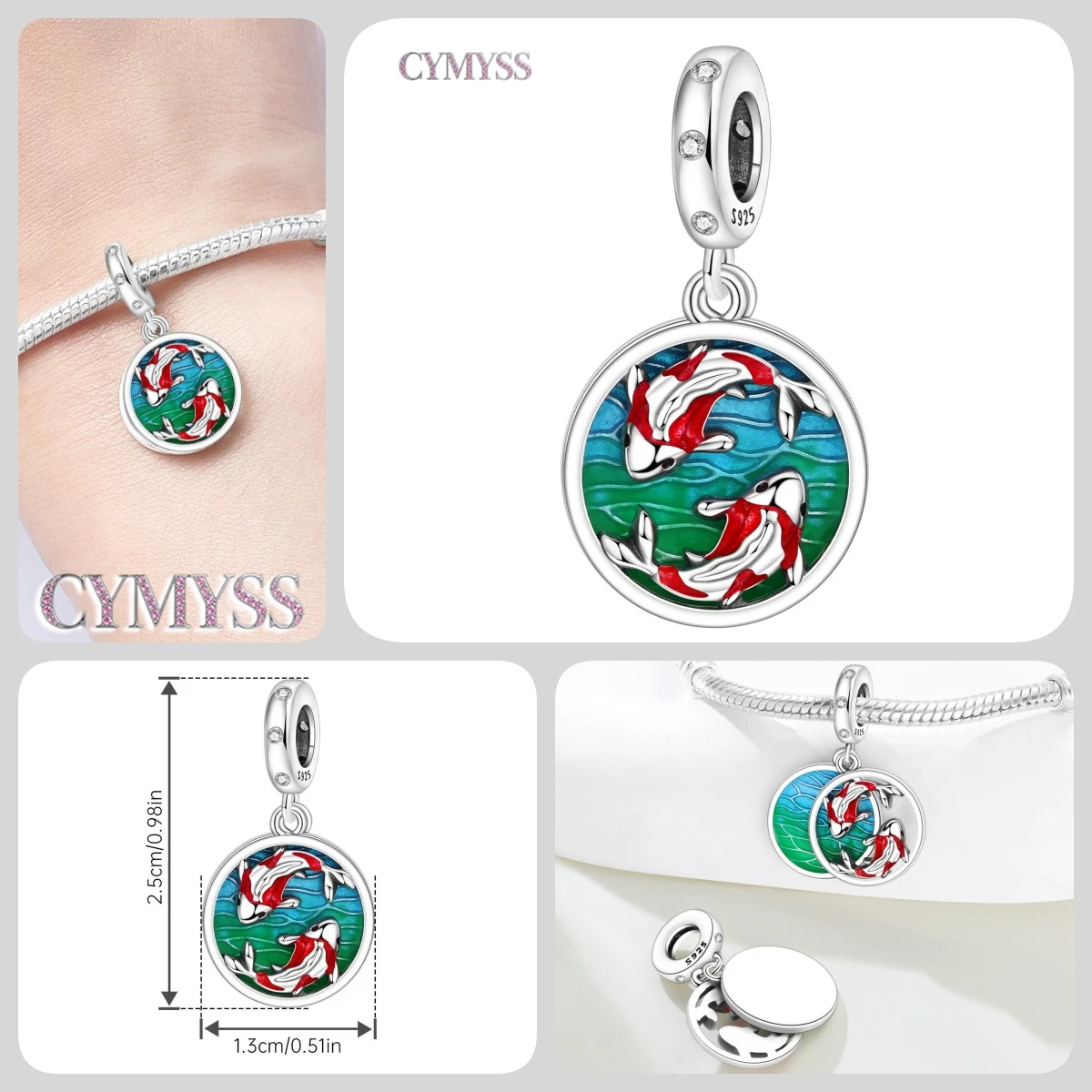 Blauer Charm, 925er Sterlingsilber, Ozeanperlen, Betta-Fisch-Anhänger, Geburtstagsfeier, Geschenk für Frauen, Armband, Halskette, DIY-Perlen, Schmuck – Detail 12