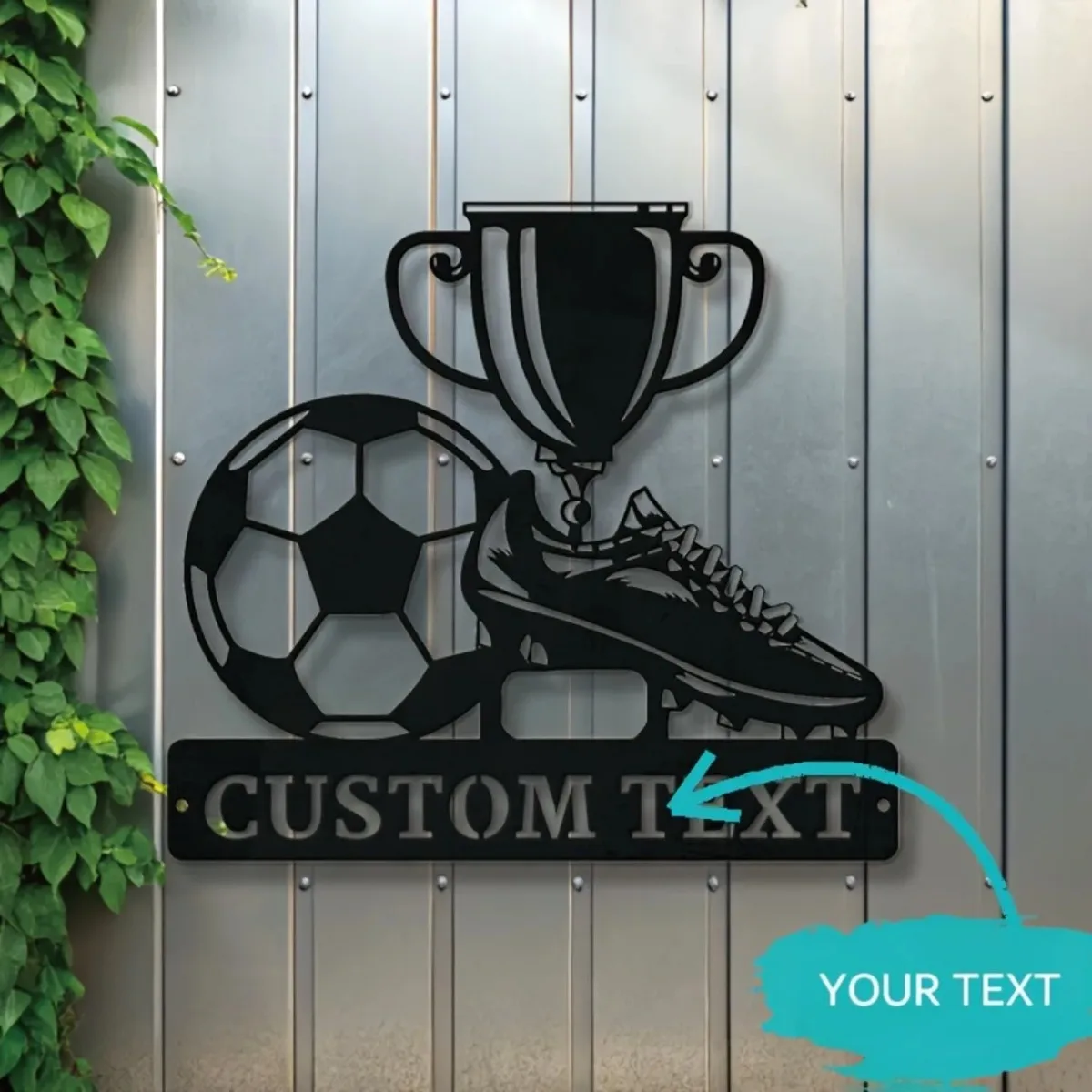 Custom Soccer Trophy Metal Sign | Personalized Wall Art | Sports Aficionados’ Home/Office Decor