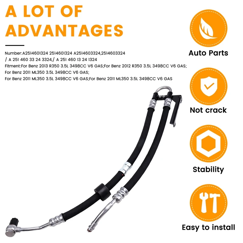 A2514603324 Car Power Steering High Pressure Line Hose Pipe For Mercedes Benz W164 ML350 R350 2006-2013 2514603324