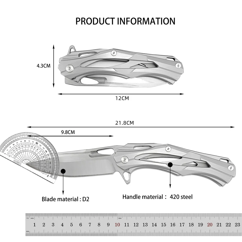 High Hardness Pocket Knife Utility Folding Knife D2 Blade 420 Steel Handle Hunting Tactical Knife Camping Sharp EDC Multitool