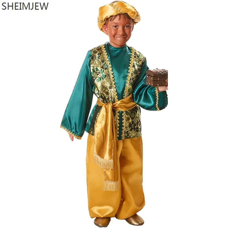 2024 Aladdin Prince Cosplay Costume Arabian Masquerade Indian Children's Costumes Halloween Carnival Party Dress Up