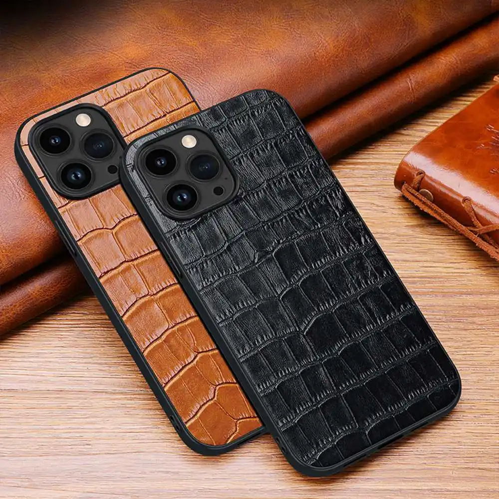 Genuine Leather Case For Iphone 11 12 13 14 15 16 Pro XS Max Case Anti Fall Phone Protector For Iphone X XR 14 15 Plus Cover