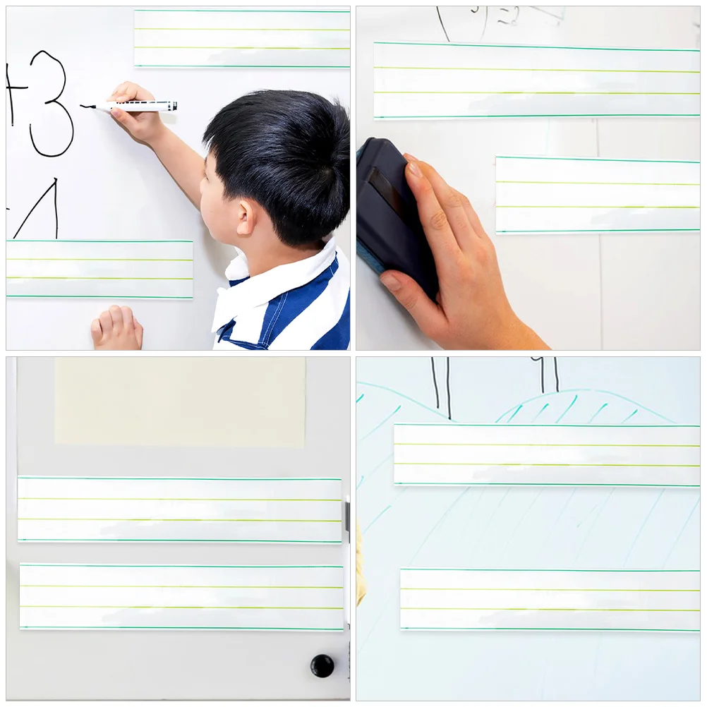 

2Pcs Magnetic Sentence Strips Dry Erase Ruled Learning Cards for Language Writing Drawing Portable Whiteboard Notebook Teacher